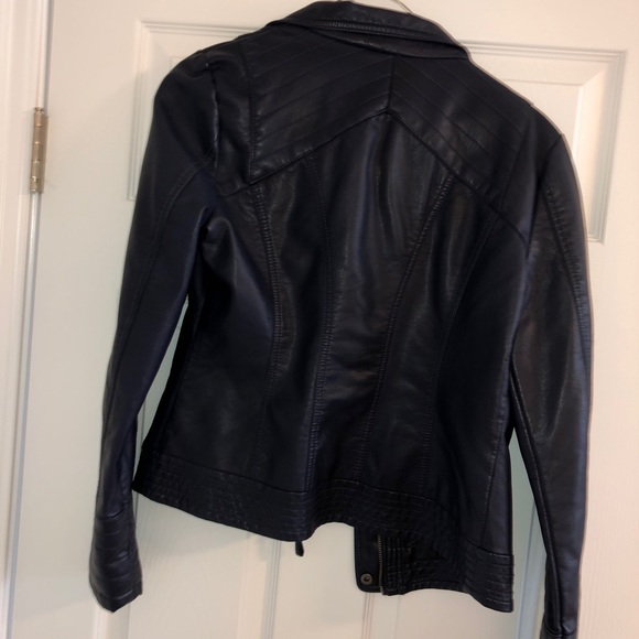 Jessica Simpson, Navy blue leather jacket - Picture 4 of 4